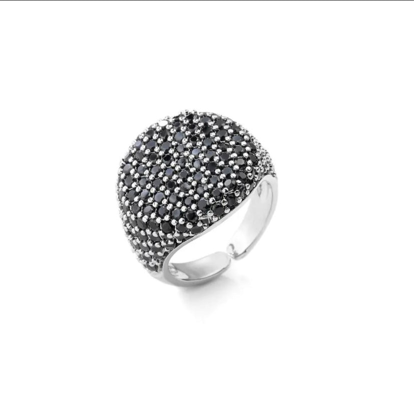 Anello resizeable in ottone placcato oro 18kt e zirconi