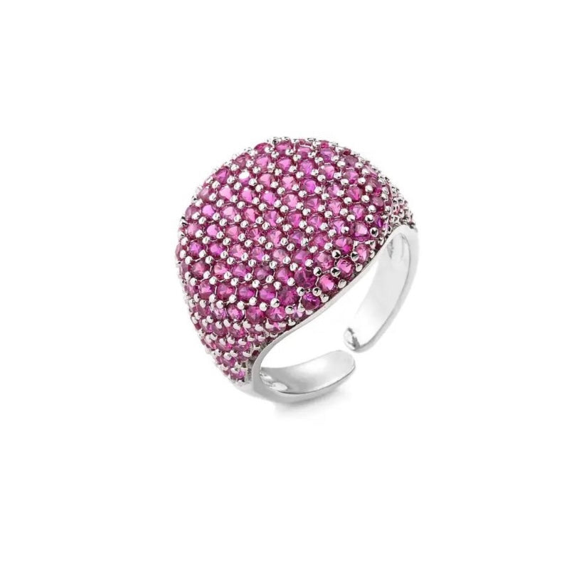 Anello resizeable in ottone placcato oro 18kt e zirconi