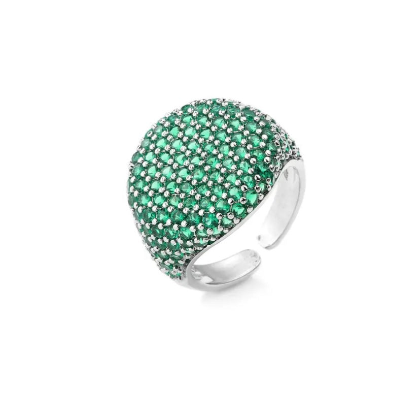 Anello resizeable in ottone placcato oro 18kt e zirconi