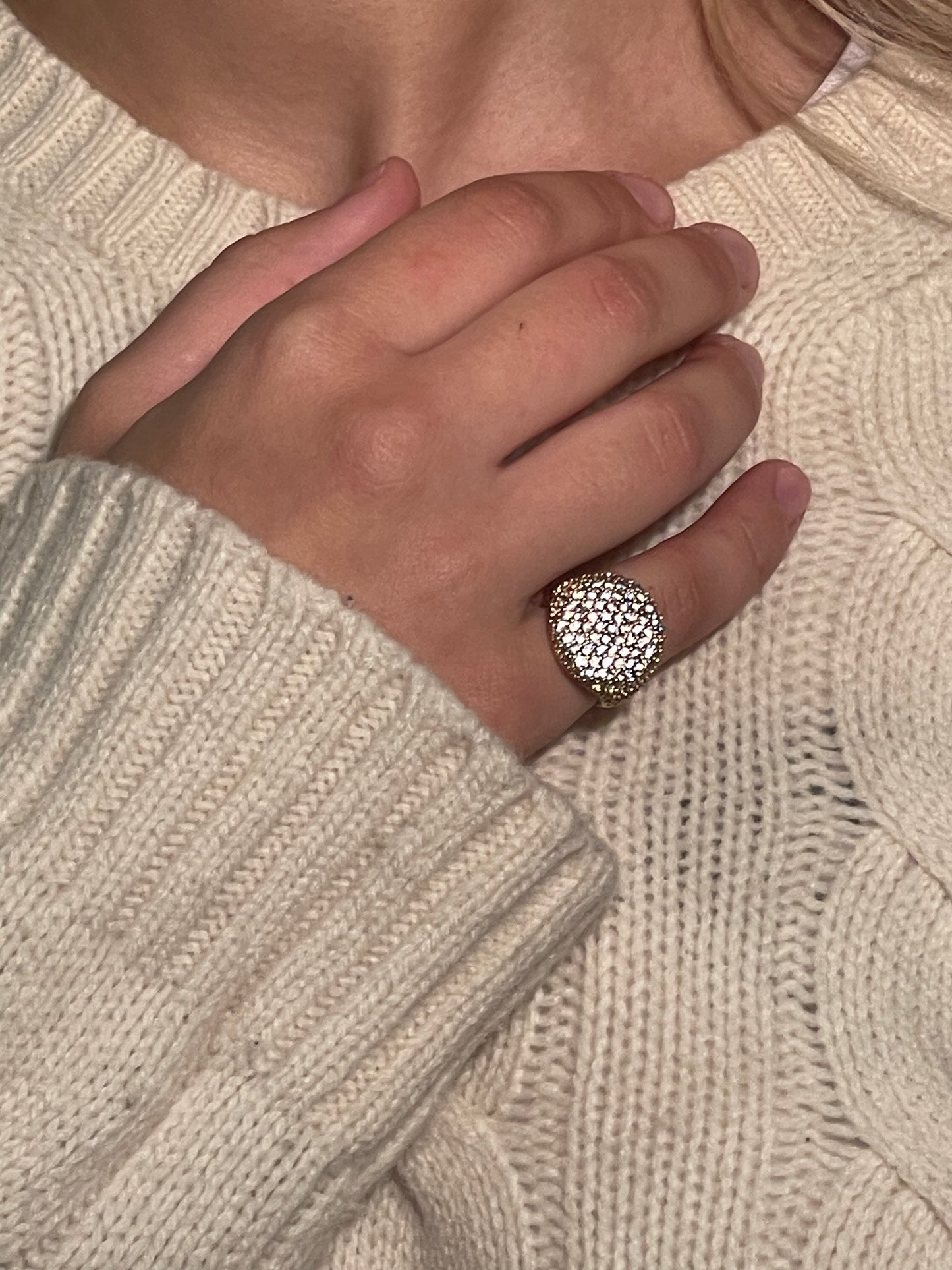 Anello resizeable in ottone placcato oro 18kt e zirconi