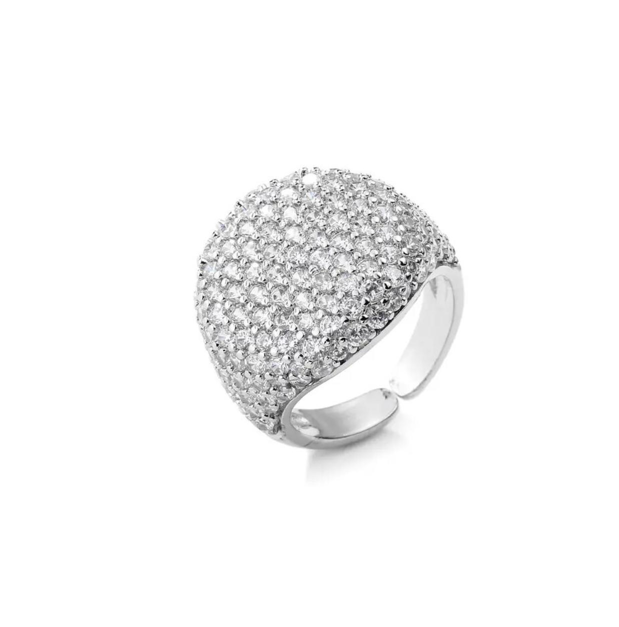 Anello resizeable in ottone placcato oro 18kt e zirconi