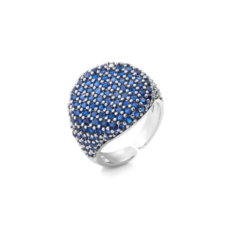 Anello resizeable in ottone placcato oro 18kt e zirconi