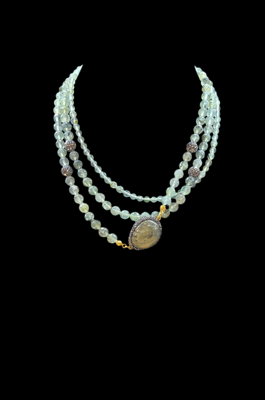 Collana con malachite e quarzo rutilato