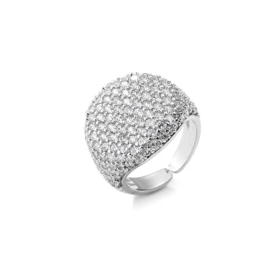 Anello resizeable in ottone placcato oro 18kt e zirconi